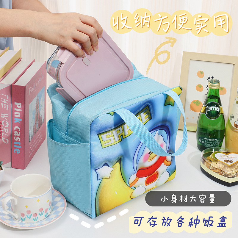Bolsa de lonchera de expansión 3D de dibujos animados bolsa de aislamiento de gran capacidad de doble bolsillo portátil bolsa de almuerzo con comida bolsa de picnic bolsa de hielo