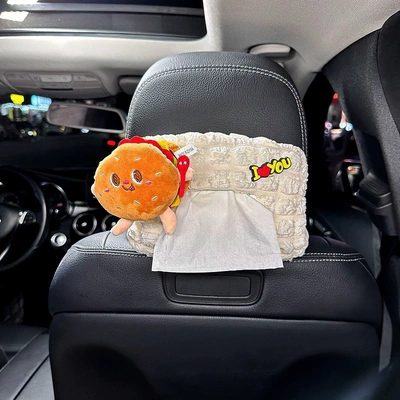 box, cute cartoon hanging seat: Car tissue box/set - no-specifications-love-hamburger-puff-tissue-box