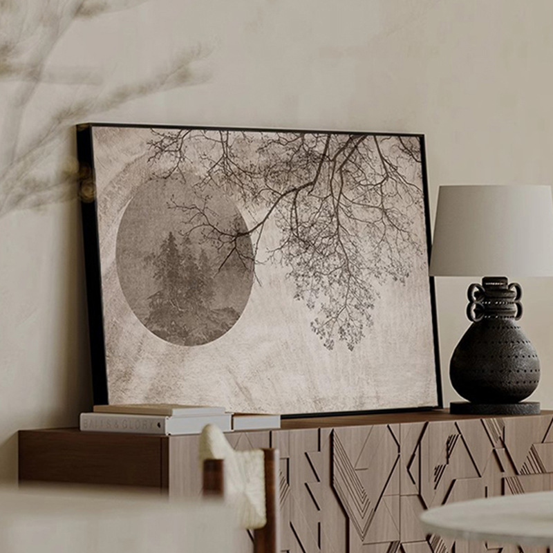 Living Room large size hanging painting new Chinese style log style hallway Hotel B & B bedroom bedside decorative painting mural