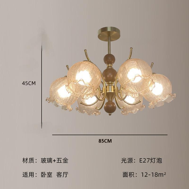 法式田园风客厅卧室主灯书房中古复古护眼灯餐厅创意花朵玻璃吊灯|undefined