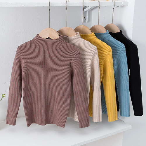 New Fall/Winter Collection: Kids' Boys' Mid-to-High Neck Sweater Base Layer | Knitted Top for Girls