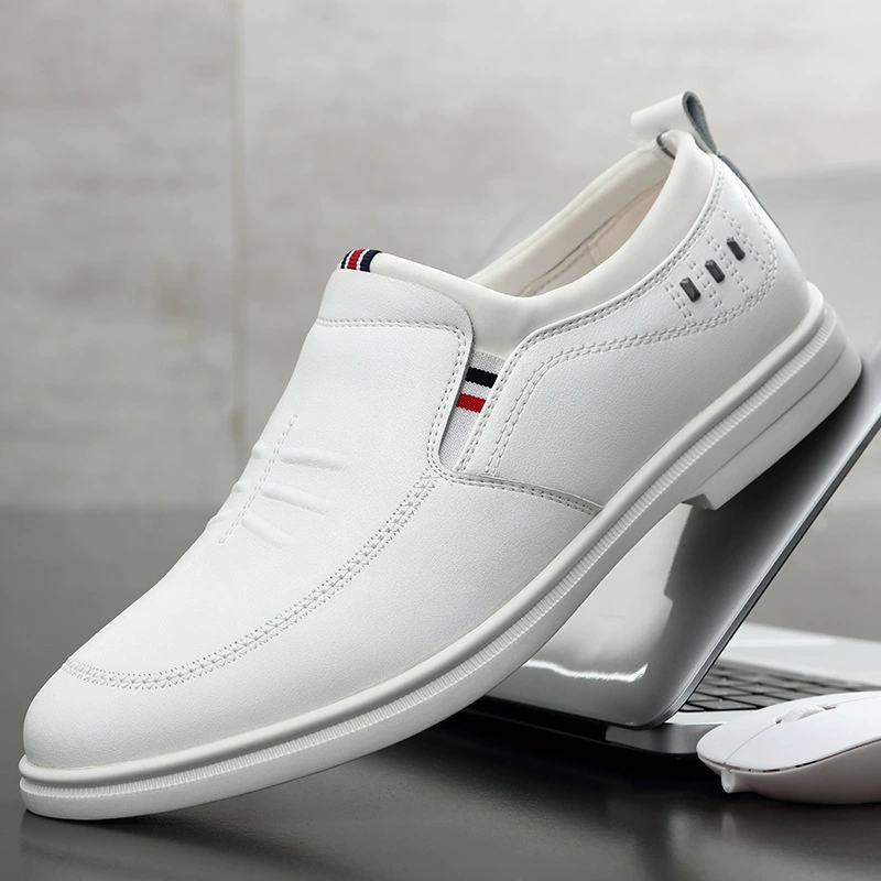 Мужская обувь из натуральной кожи, осенняя дышащая 2021, новые белые туфли со скрытой высотой, мужская повседневная белая кожаная обувь, обувь для досок, мужская обувь