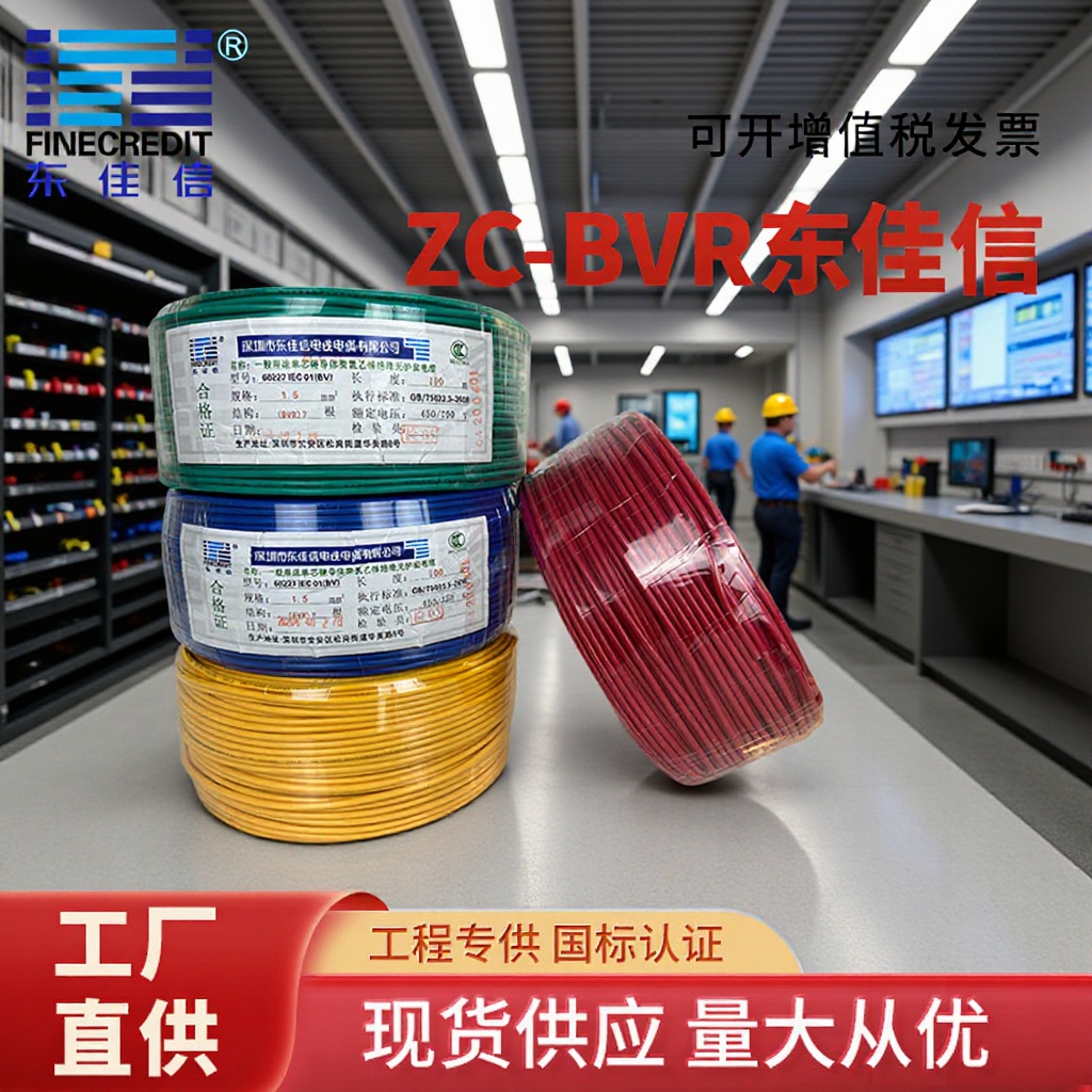 东佳信电线电缆批发BVR1.5 2.5/4平方国标阻燃纯铜芯家装多股软线