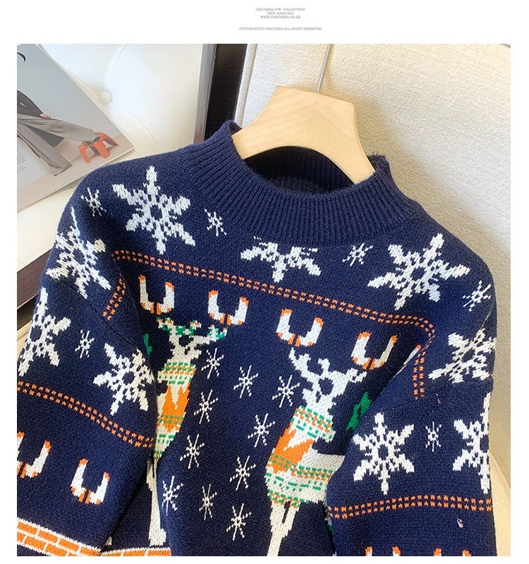 Women's Christmas Jumper With Double Elk Pattern For Winter_voghion.com
