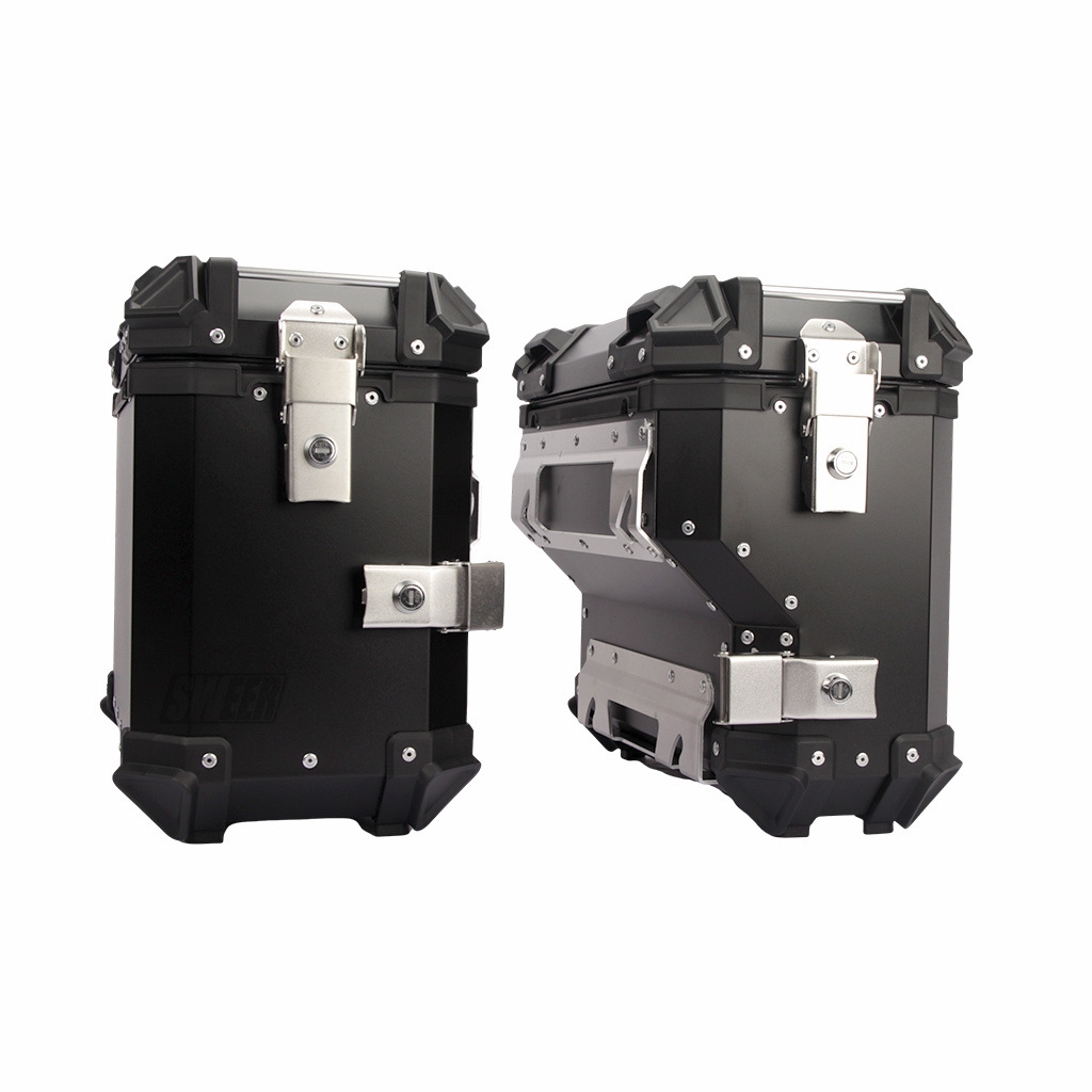 35L Right Hide Exhaust Side Box Motorcycle Universal Aluminum Alloy 45L Tail Box Waterproof Three Boxes Anti-theft Travel Storage Box