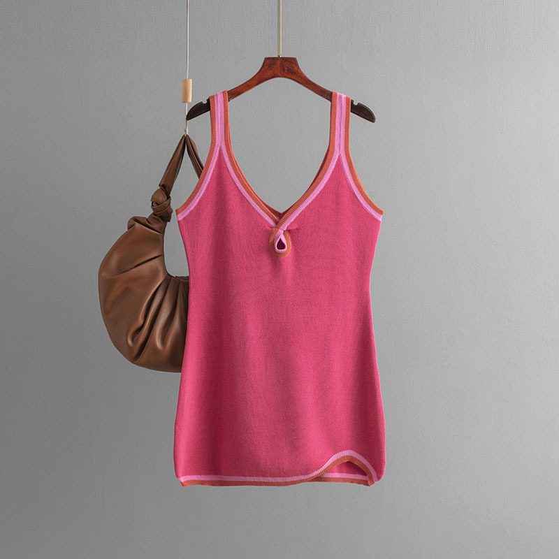 Tight skirt Dresses Type Regular Sleeve Sleeve Type Wholesale Women's Simple Style Commute Style Color Block Solid Color Office Weekend Indoor V Neck Basic Model Sleeveless Tight Skirt