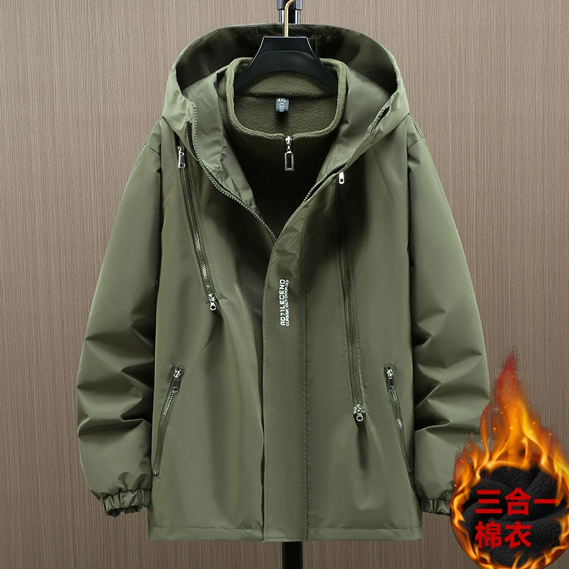 Removable warm jacket, three in one, plus size
