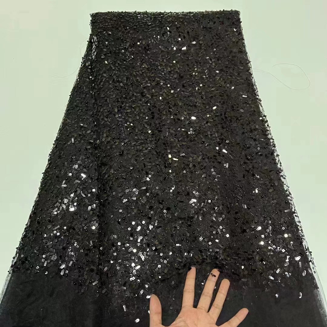 Vintage lentejuelas bordado de malla encaje europeo y americano vestido fiesta brillante parche bordado tela JX2896
