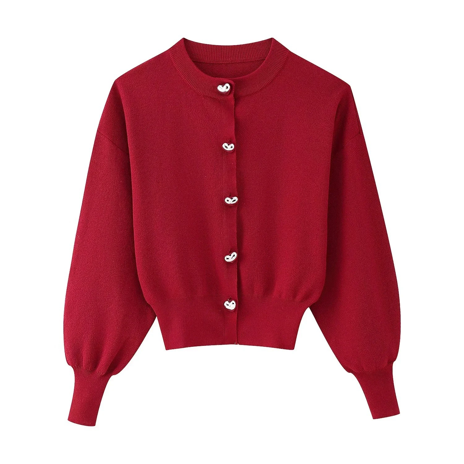 Трансграничная европейская и американская женская одежда AliExpress взрывной трикотажный кардиган с круглым вырезом в форме сердца