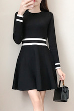 秋冬新款针织连衣裙女小个子收腰遮肉字裙修身显瘦长袖打底中裙