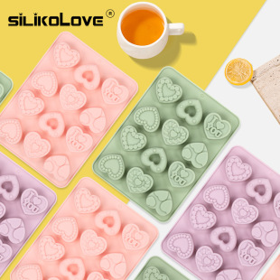 Hot-Selling 9-Connected Heart Mousse Chocolate Silicone DIY Mold Food-Grade Easy-Release Baking Cake Mousse Mold