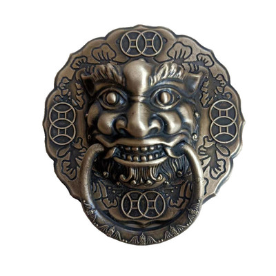 厂家纯铜15/18铜钱仿古狮子头门环拉手 明清兽头辅首门环铜把手|ms