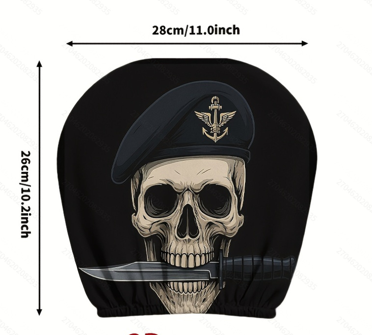 Universal Printed Headrest Covers for Cars, Various Quirky Prints, Polyester, Breathable, Antibacterial, Does Not Shrink or Become Hard