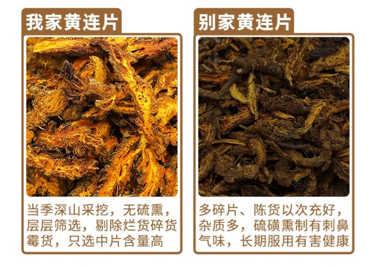 Coptis Slices Huang Lian 250g Dried Sichuan Goldthread Root Decoction Herb key features