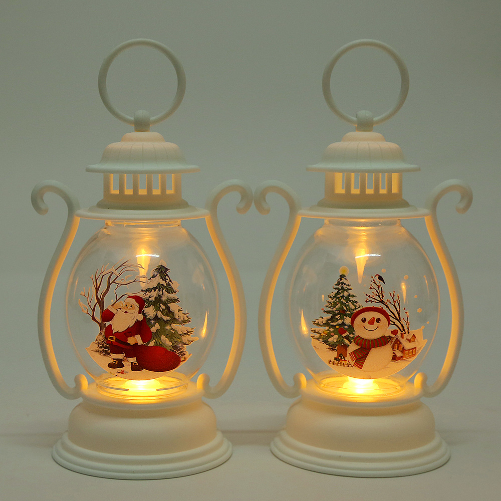 圣诞节装饰品复古手提小油灯LED蜡烛小夜灯跨境圣诞礼品摆件道具详情8