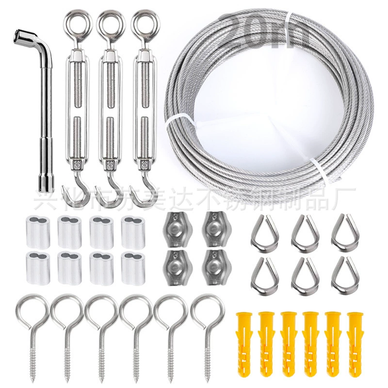 Может быть помечен 20 м из нержавеющей стали пластиковый канат для наружного садового кабеля для подвески натяжного натяжного натяжного комплекта