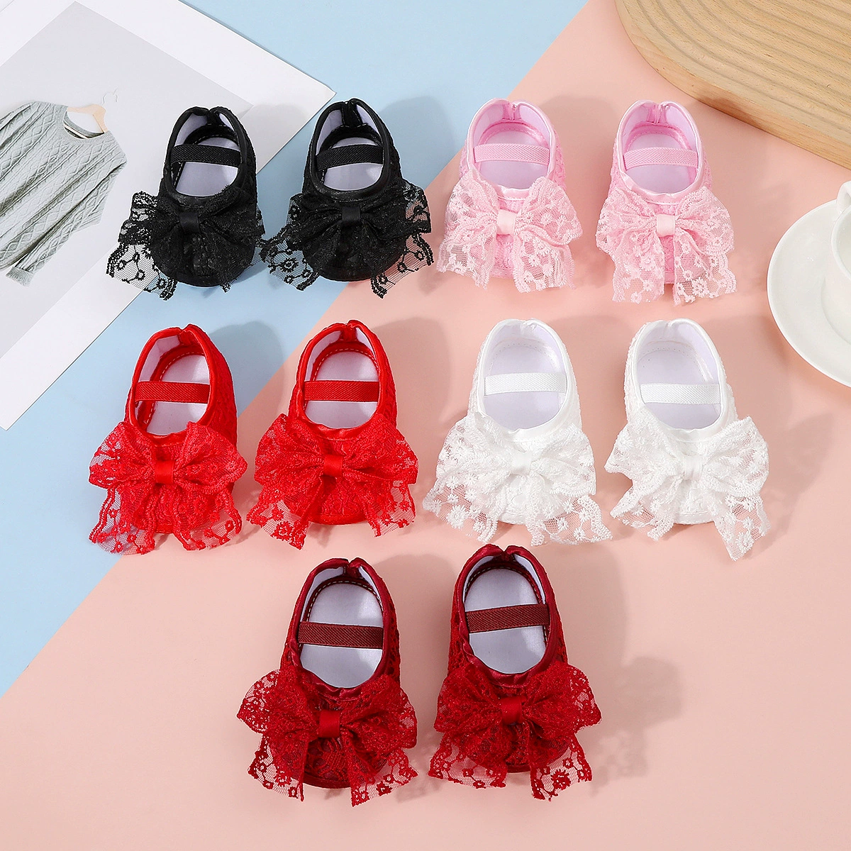 Весенне-осенняя детская обувь принцессы на мягкой подошве для детей 0-12 месяцев, женская детская сетчатая обувь, одинарные дышащие носки для младенцев, полнолуние, напольные носки