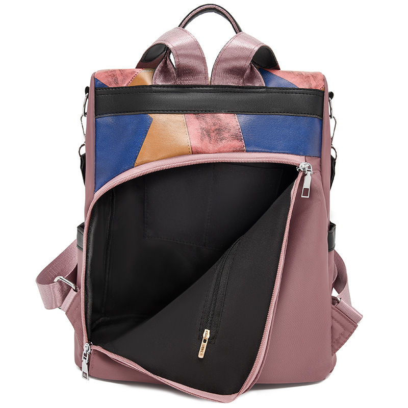 Bolsos para mujer 2024 nueva moda costura para mujer mochila simple y versátil mochila ligera antirrobo mochila escolar para estudiantes