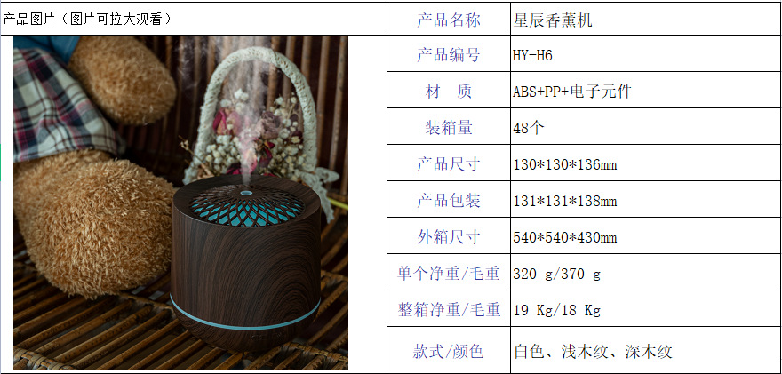 2022新款跨境木纹加湿器静音超声波雾化香薰机家用办公室桌面礼品详情14