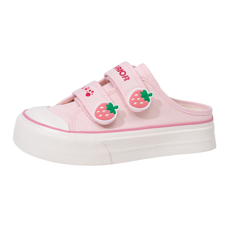 Zapatos de plataforma de velcro de retroceso, vitalidad juvenil, zapatos cómodos para estudiantes, pies lindos, pequeños zapatos de punta grande en polvo de fresa, mujeres