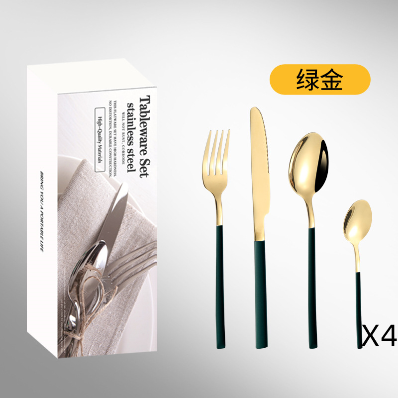 El producto más vendido de Amazon: Juego de cubiertos de acero inoxidable 410 de 24 piezas, juego de cuchillo, tenedor y cuchara para carne estilo occidental Knight 4. image 59