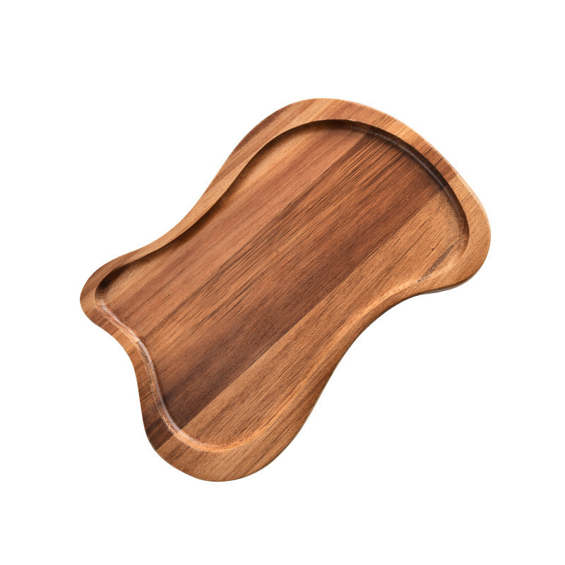 Acacia madera rectangular dividida en tres placas de madera de madera creativa taza de té de bocadillos de madera bandeja de madera de café