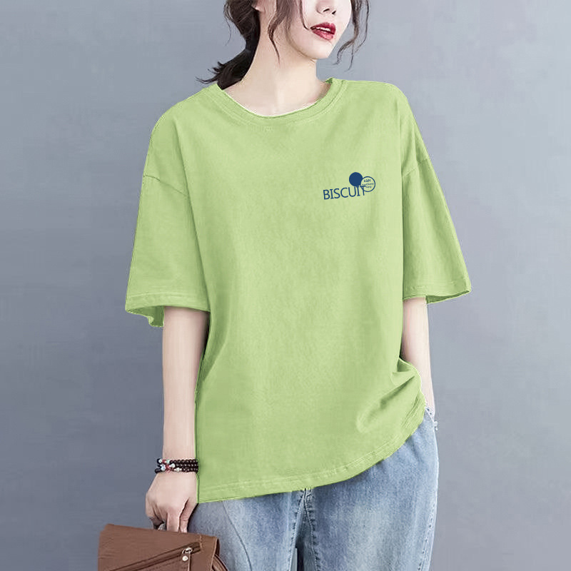 2025年新款夏季新款短袖t恤宽松百搭显瘦减龄简约大码女装上衣服