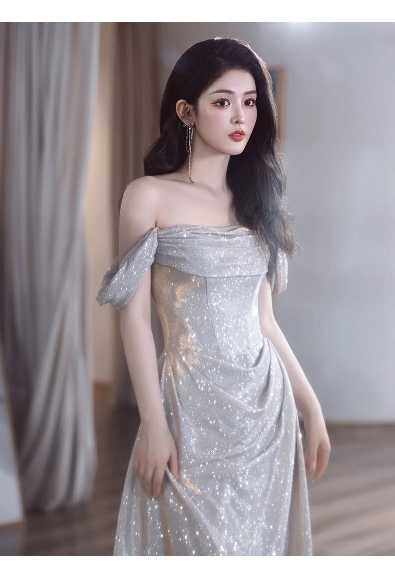 Elegant Off The Shoulder Evening Gown High-End Banquet Dress Style Super Fairy Like Luxurious Fishtail Toast Dress For Women_ecoleips.com