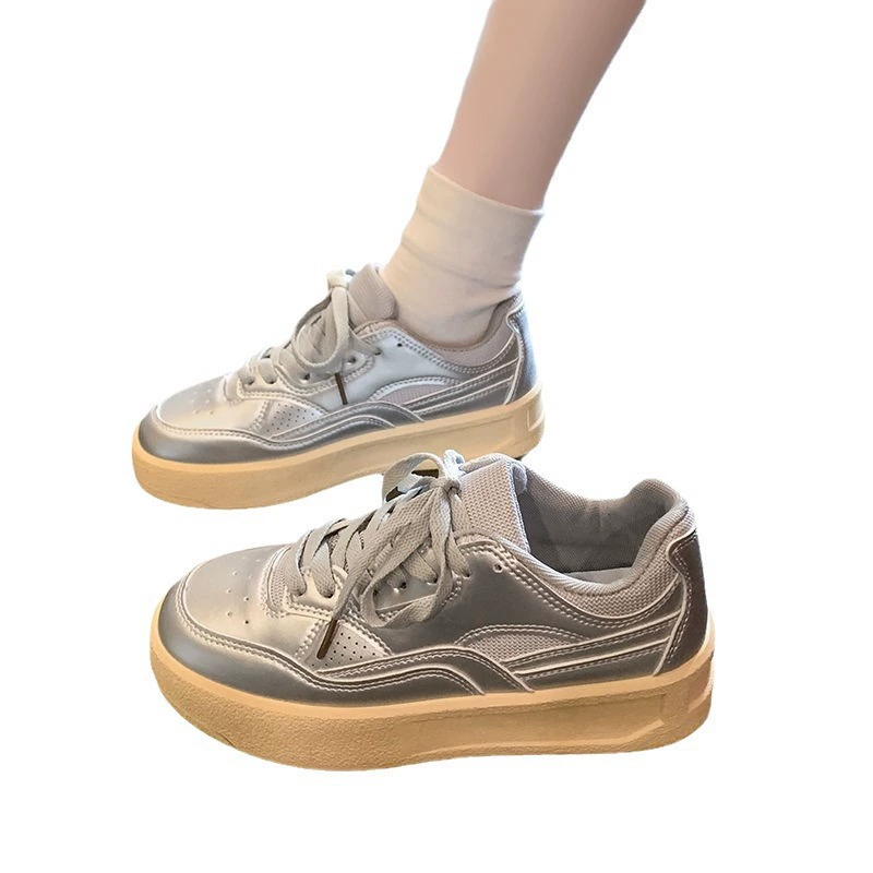 Летние удобные кроссовки для отдыха, мягкая подошва, импорт, Off White и серебристый, размеры 35-40