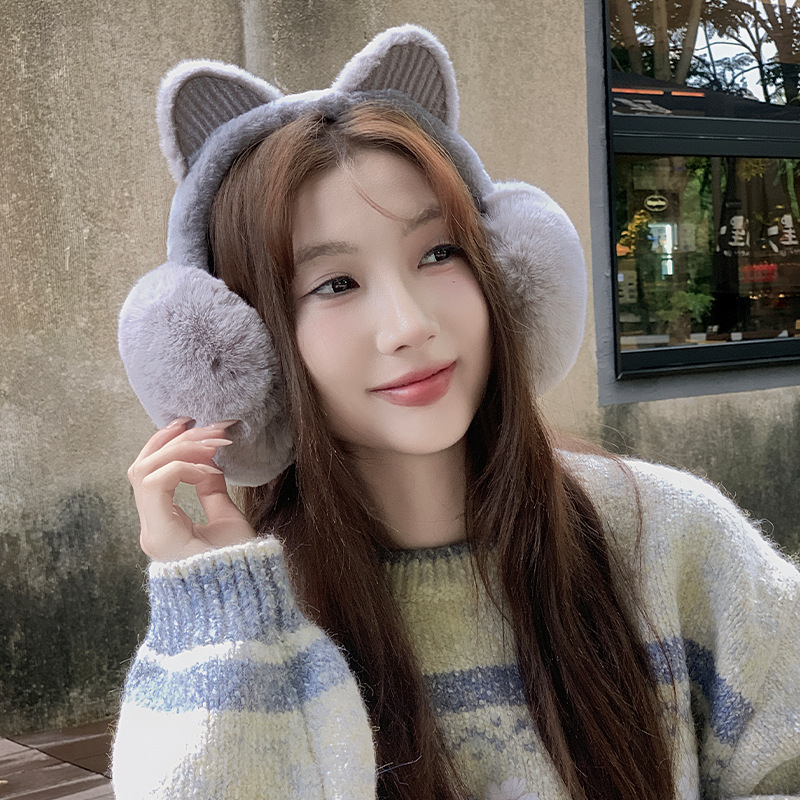 冬季新款可爱猫耳朵保暖防寒防冻耳包女款加厚毛绒可折叠保暖耳罩|undefined
