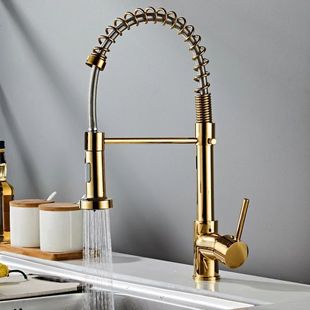 Pull-Out Spring Kitchen Faucet with Dual-Use Sink and Shower, Featuring a Universal Hot and Cold Rotating Shower Head with Dual-Mode Water Output