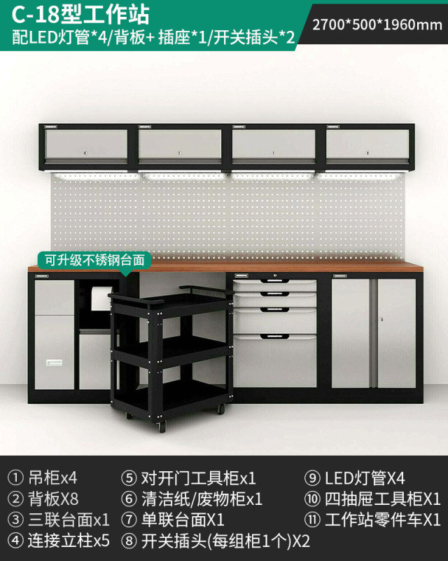 緑林ワークステーション多機能作業台修理鉄皮キャビネット自動車修理工具車ステンレス重型工具キャビネット|undefined
