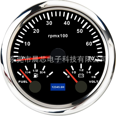 automobile instrument, Tachometer Oil Level Voltage - cx8297-black-plate-silver-cover-7k-speed-oil-level-voltage-8-16v
