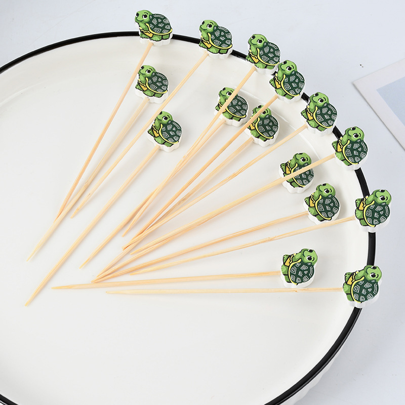 Animal creativo tortuga horquilla de fruta decorativa horquilla de fruta bandeja de bambú desechable horquilla de moda horquilla de vino suministro de fábrica