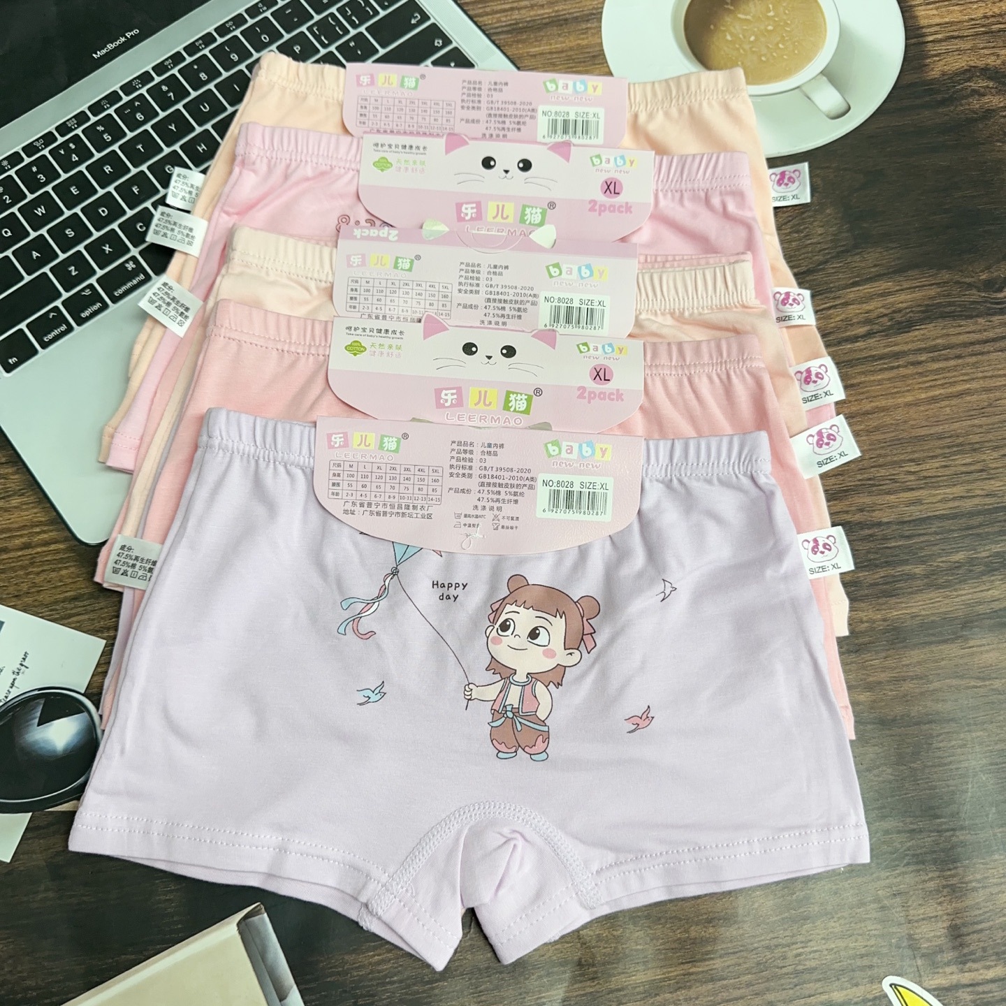 Comfortable Rc Cotton Girls' Boxer Briefs, Cartoon-Themed Children's Underwear, Wholesale