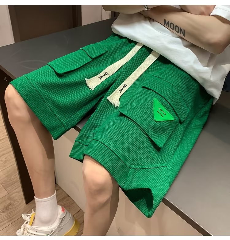 Waffle Shorts Hombres ins Summer American Trendy Brand Medio Pantalones sueltos Casual Trend Baloncesto Pantalones de cinco puntos