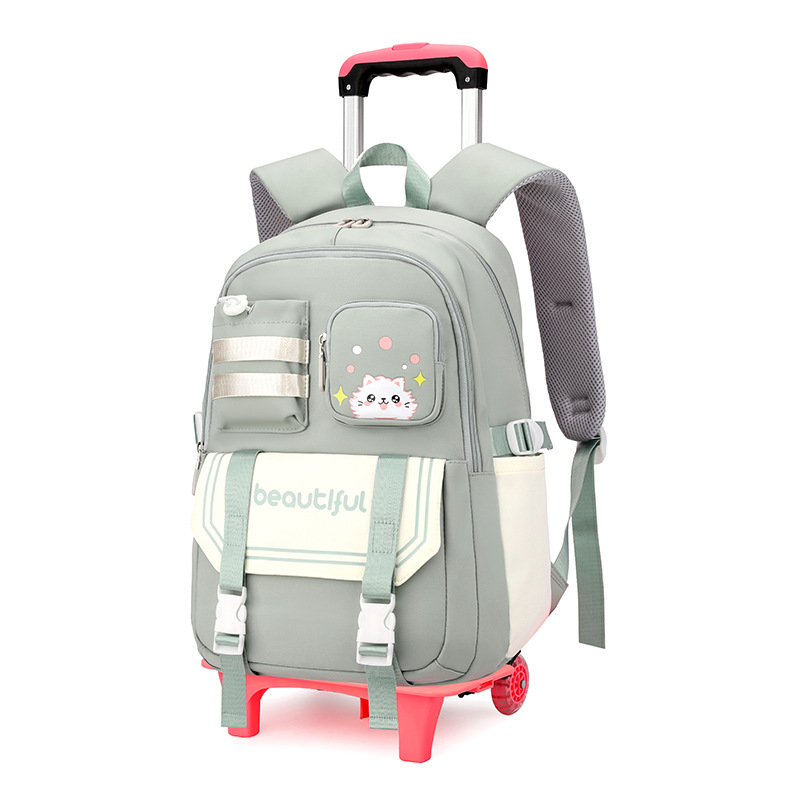 Los fabricantes venden al por mayor las mochilas escolares de trolley para estudiantes de secundaria y secundaria, mochilas de trolley de gran capacidad, bolsas de viaje con ruedas grandes transfronterizas