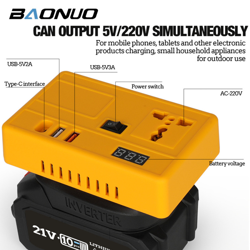 リチウム電池インバーターインバーター 5V 電源銀行 21v クロスボーダー 220v 多機能家庭用スマート変圧器|undefined