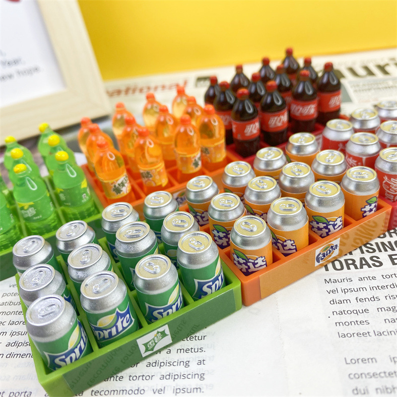 1:12 doll house accessories mini simulation soda drink milk tray miniature food play DIY scene model accessories