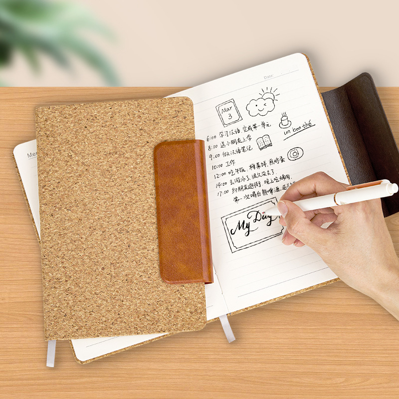Cuaderno de grano de madera blanda, cuaderno grueso, hebilla magnética de oficina de negocios personalizada a5 bloc de notas, logotipo impreso, papelería al por mayor