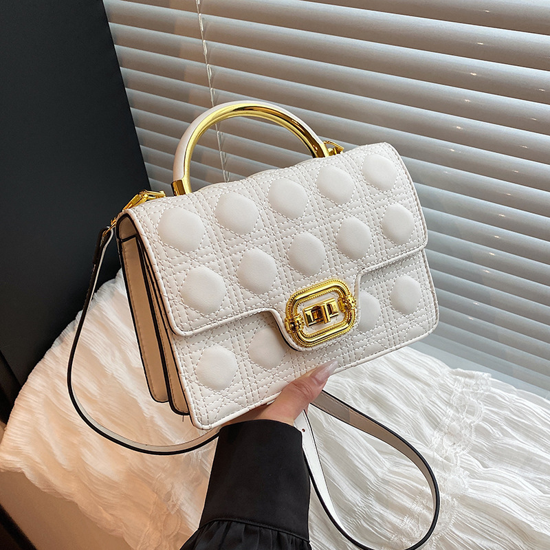 Cross-Border Summer New Style 3-Row Embroidery Rhombus Women's Bag Horizontal Double-Layer Portable European and American Fashion Single Shoulder Crossbody Women's Bag