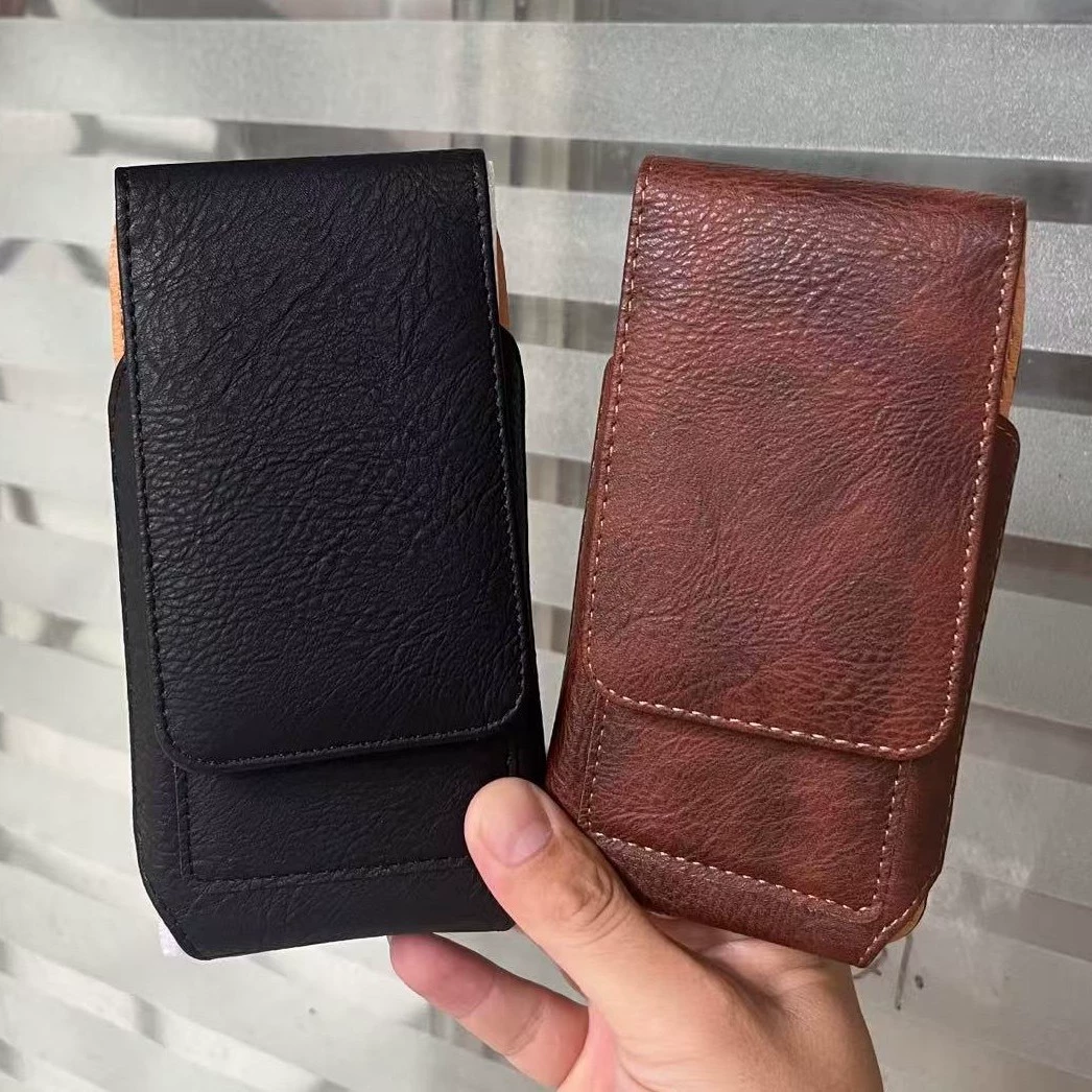 Новая кожаная текстурированная карта в вертикальном стиле с открытой пряжкой, поясная сумка 5/5,5/6,0/6,5, поясной чехол для телефона, подвесной кожаный чехол для пожилых людей