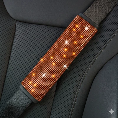 Seat belt shoulder pad: Rhinestone Safety Belt Protector - orange-ordinary-style-1-pack