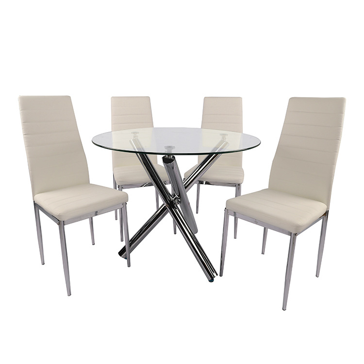 Mesa de comedor de vidrio temperado mesa de comedor de lujo ligero de alta sensación mesa de negociación simple mesa de comedor casera silla