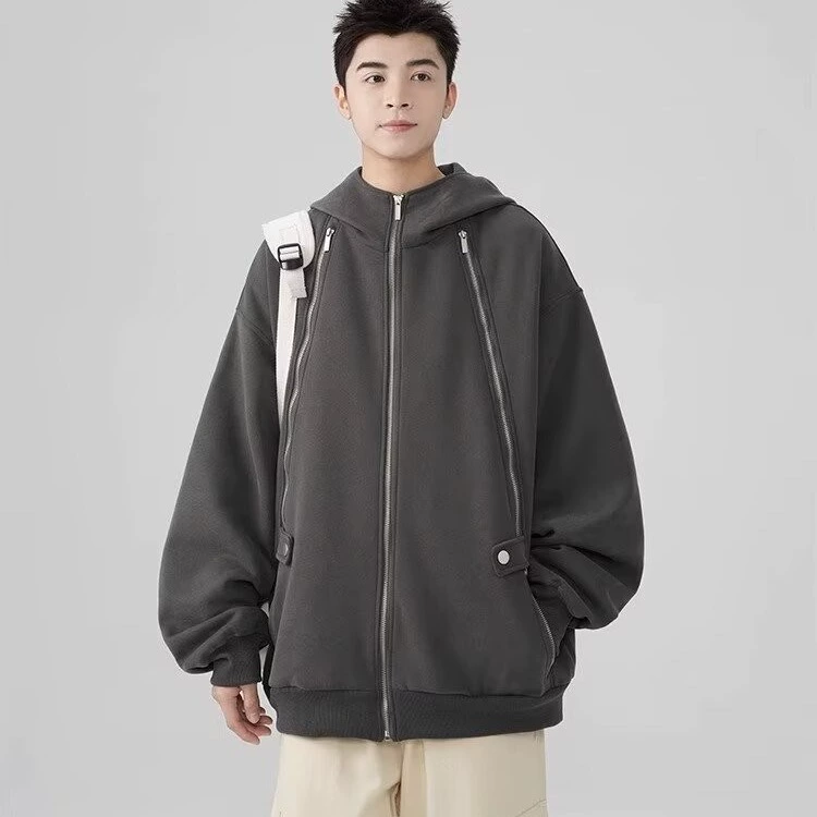 Spring hoody, solid jacket, American style, oversize