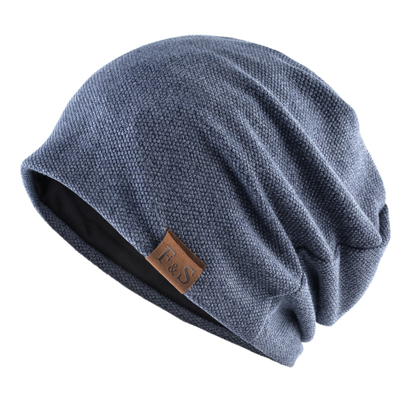 Spring and Autumn Pullover Cap Cross-border Casual Loose Knitted Hat FS Leather Label Cap Winter Fleece-lined Men's and Women's Outdoor Baotou Cap
