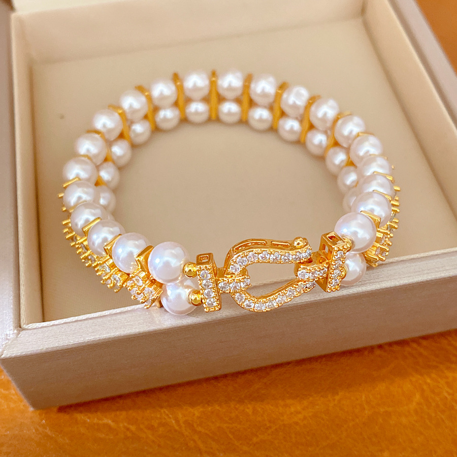 Pulsera - oro - Rosa (chapado en oro real)