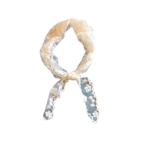 Lady Lace Crochet Scarf Vintage Triangular Band Headband for Girls Cute Sweet Little Collar Head Decor