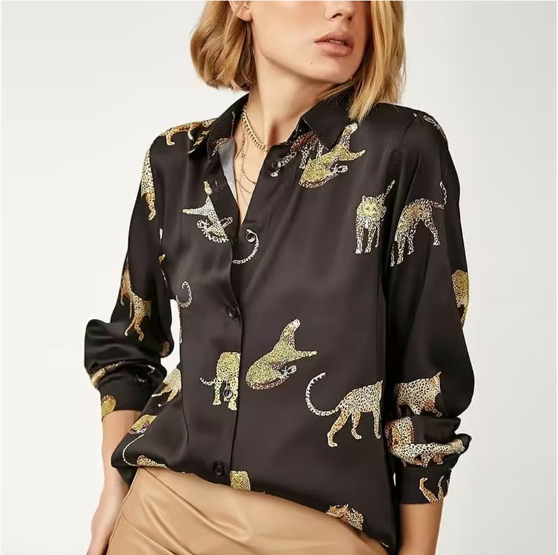 2025 independent station explosion ladies summer shirt new European and American trend shirt animal pattern printing 3D