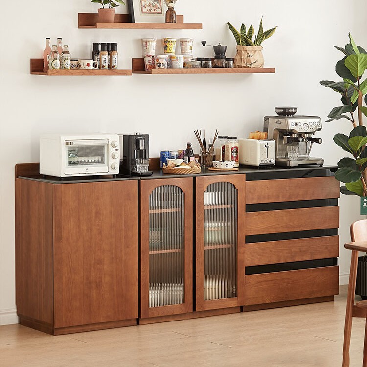 Scandinavian Solid Wood Sideboard Home Living Room Slate Storage Console Restaurant Kitchen Retro Storage Tea Cabinet
